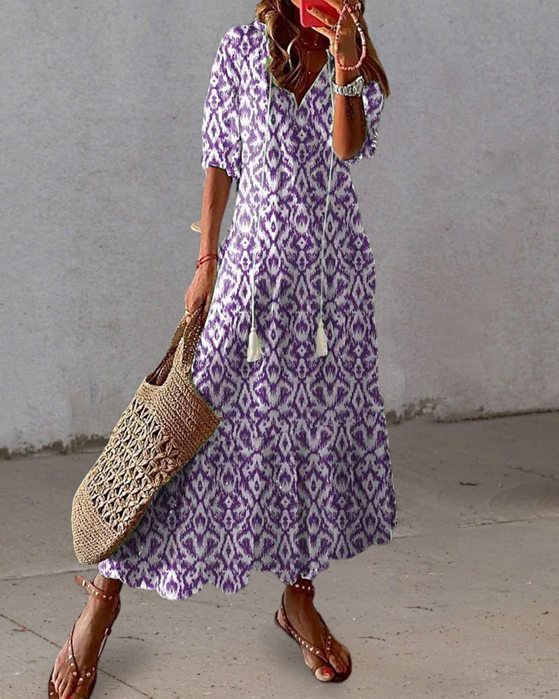 Robe Maxi Bohème Avec Ambiance Ibiza En Coton Léger