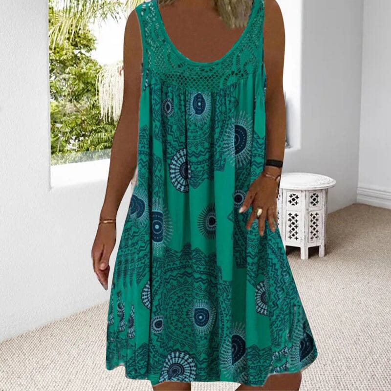 Robe d'été sans manches à décolleté en O pour femmes