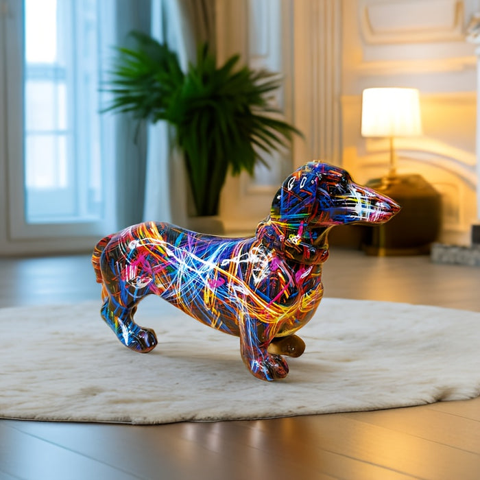 Dachshund Delight – Statue Colorée de Teckel pour une Ambiance Ludique dans votre Maison