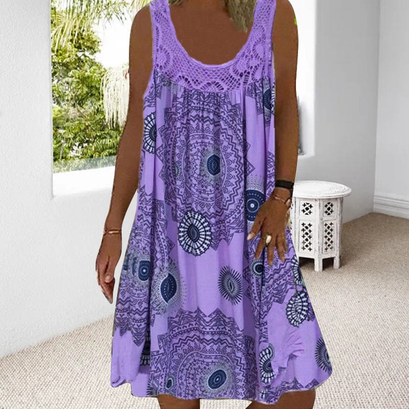 Robe d'été sans manches à décolleté en O pour femmes
