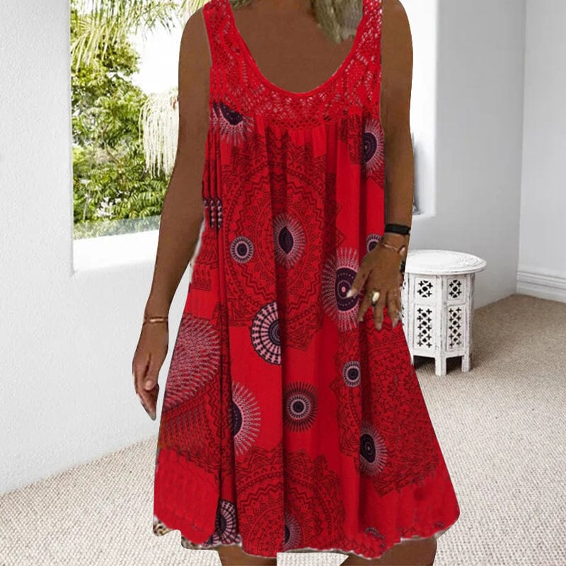 Robe d'été sans manches à décolleté en O pour femmes
