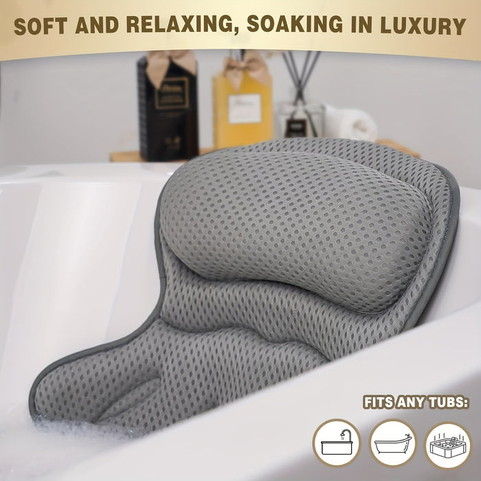 LuxieSpa 4D Coussin de Bain Luxe - Coussin Respirant avec Support pour le Cou et le Dos pour un Bain Relaxant