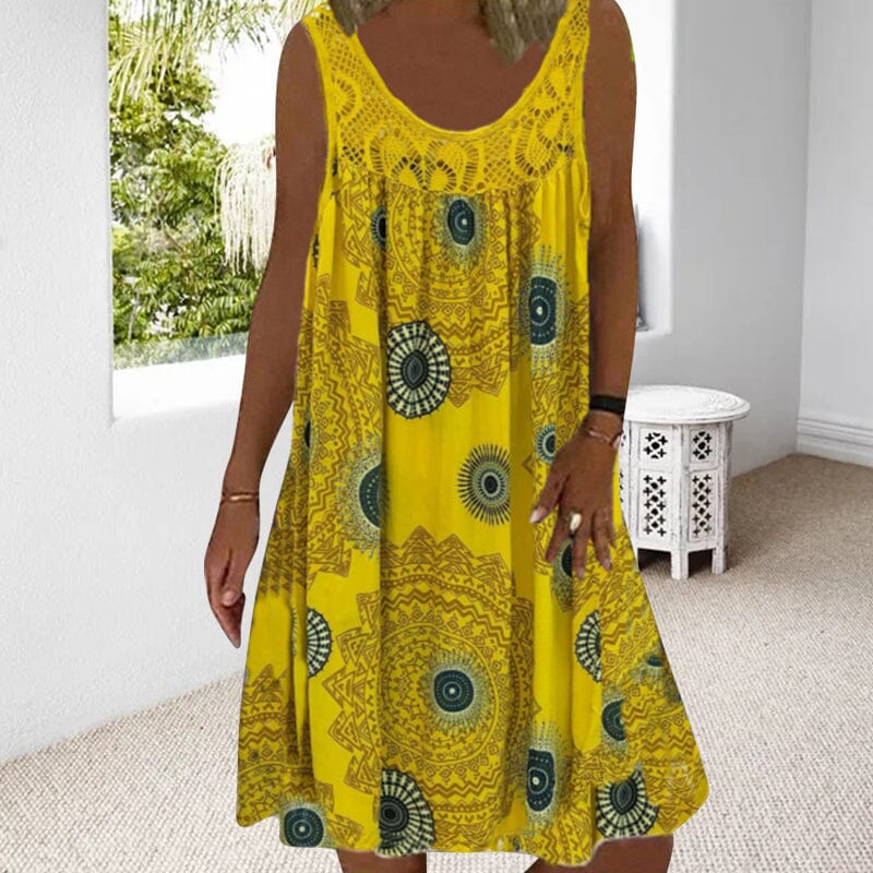 Robe d'été sans manches à décolleté en O pour femmes