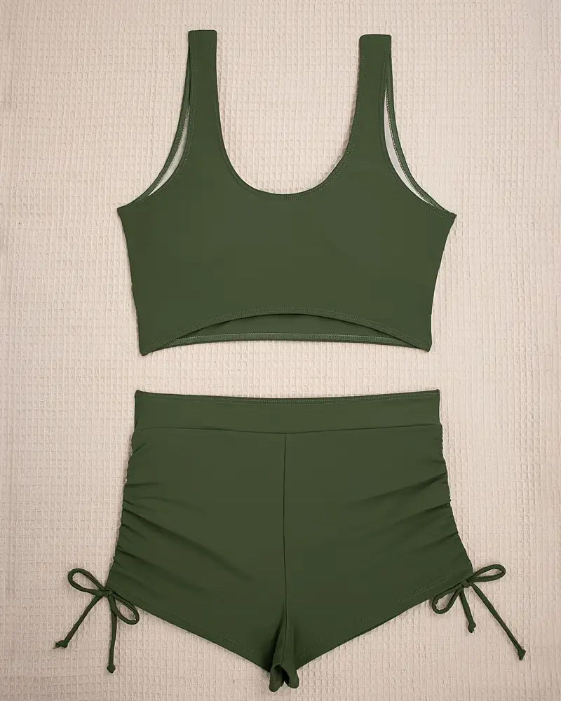 Echoarchiv | Ensemble de Bikini Deux Pièces Uni Boxers avec Cordon