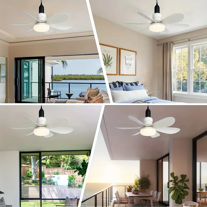 LuxeBreeze Ventilateur de Plafond Portable & Lumière | Élégante solution 2-en-1 avec télécommande pour confort et style