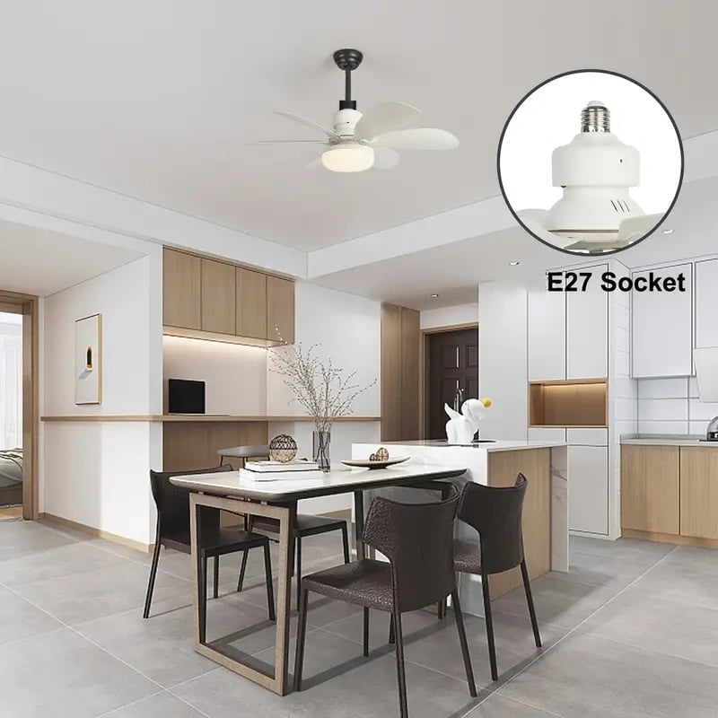 LuxeBreeze Ventilateur de Plafond Portable & Lumière | Élégante solution 2-en-1 avec télécommande pour confort et style