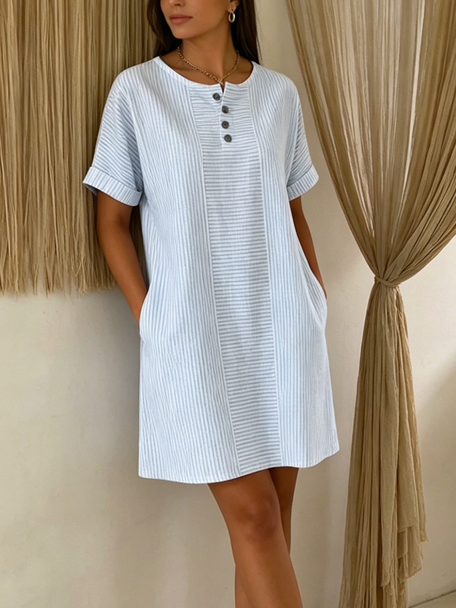 Ramilia | Robe élégante en coton-lin avec boutons
