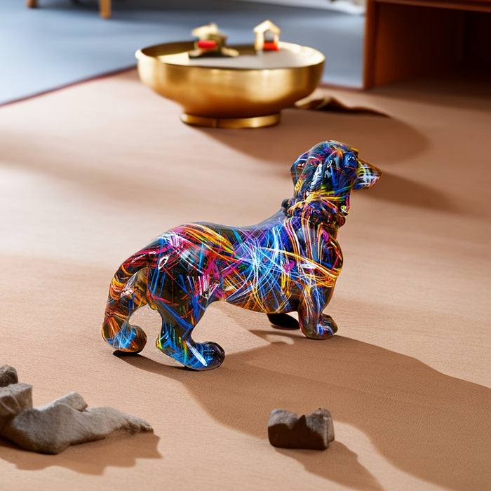Dachshund Delight – Statue Colorée de Teckel pour une Ambiance Ludique dans votre Maison