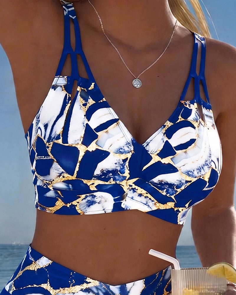 Inès - Bikini Flatteur Taille Haute Imprimé