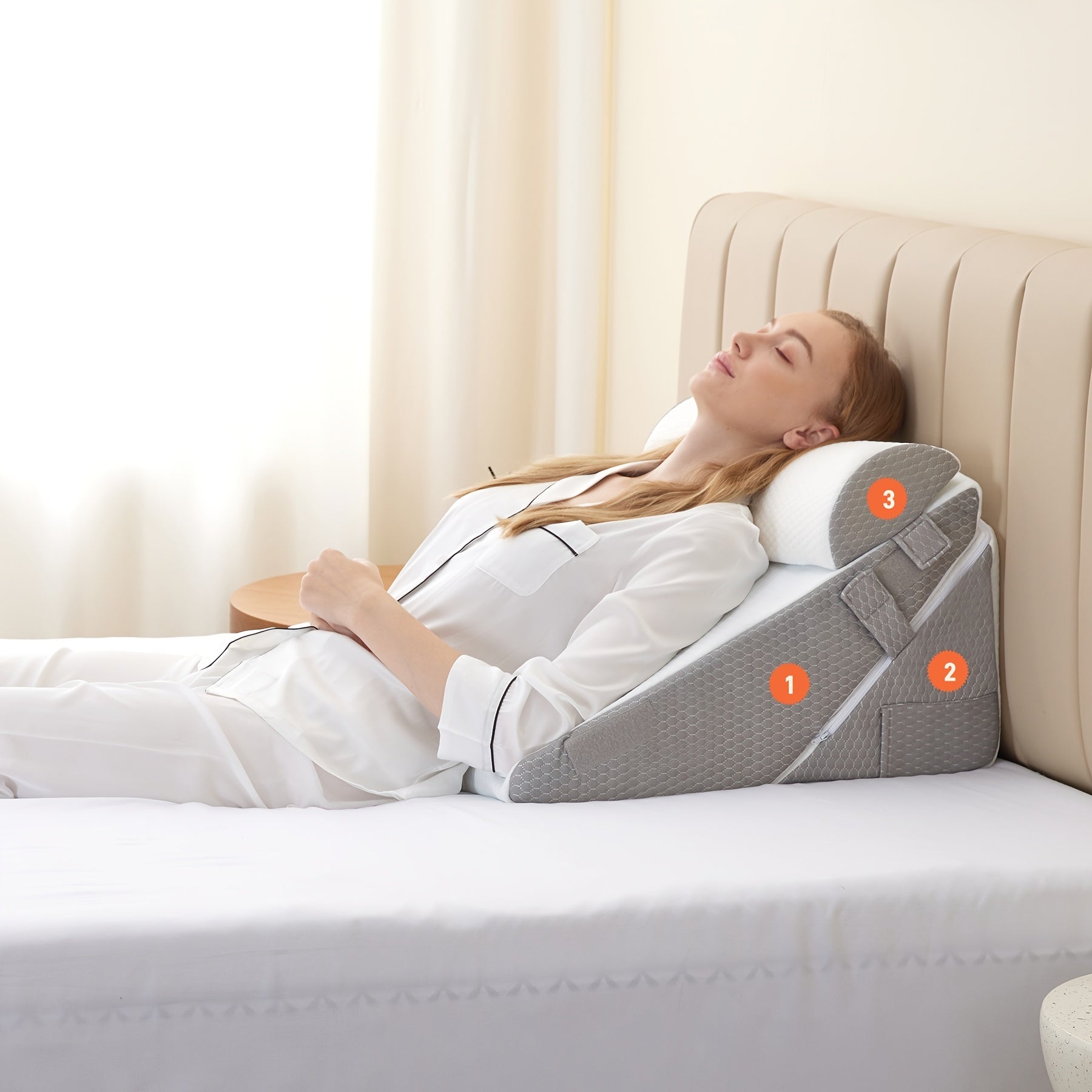 Coussin orthopédique réglable en coin RelaxPlus - Système de support en mousse à mémoire premium 7 en 1
