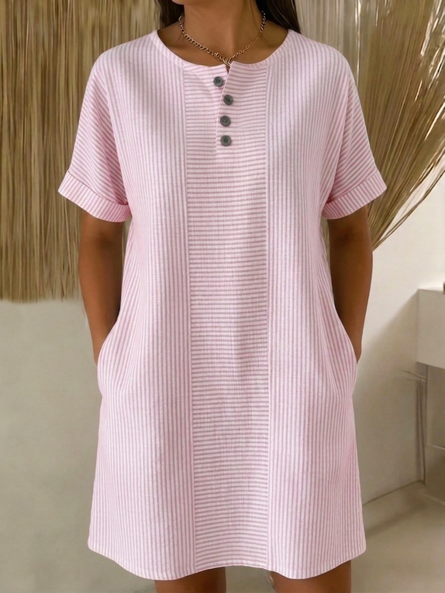 Ramilia | Robe élégante en coton-lin avec boutons