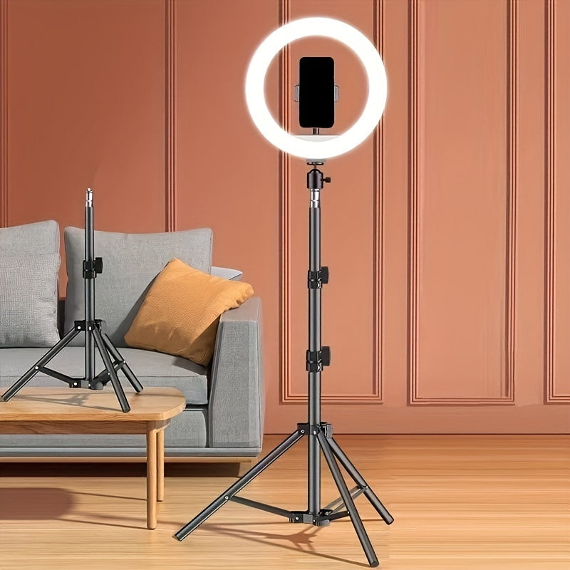 Lampe Anneau LED avec Trépied Réglable et Support de Téléphone pour Selfies et Enregistrements Vidéo