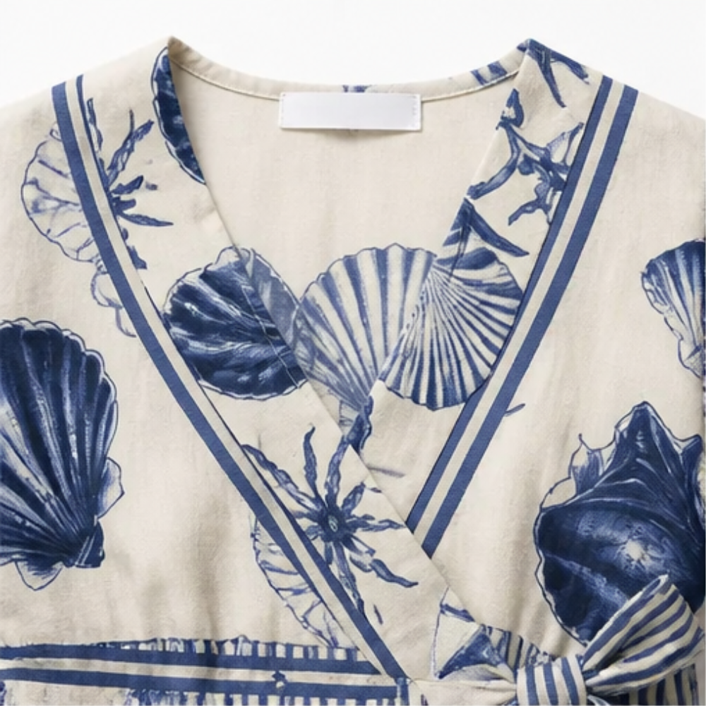 Shellini – Combinaison à encolure en V avec imprimé coquillage pour femmes