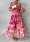 Echoarchiv | Élégante robe maxi à manches longues avec motif floral