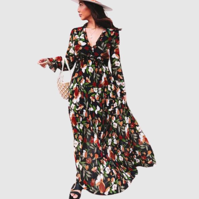 Robe maxi en chiffon avec imprimé floral