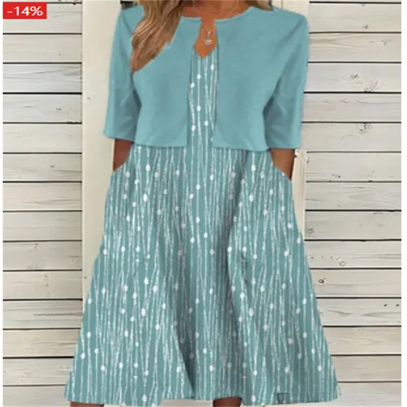 Elise™ - Robe Midi à Deux Pièces avec Fleurs