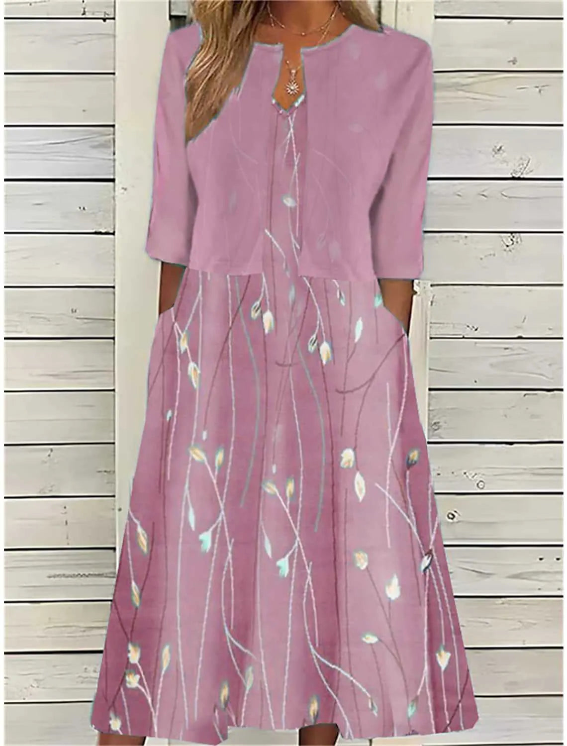Elise™ - Robe Midi à Deux Pièces avec Fleurs