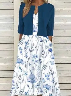 Elise™ - Robe Midi à Deux Pièces avec Fleurs