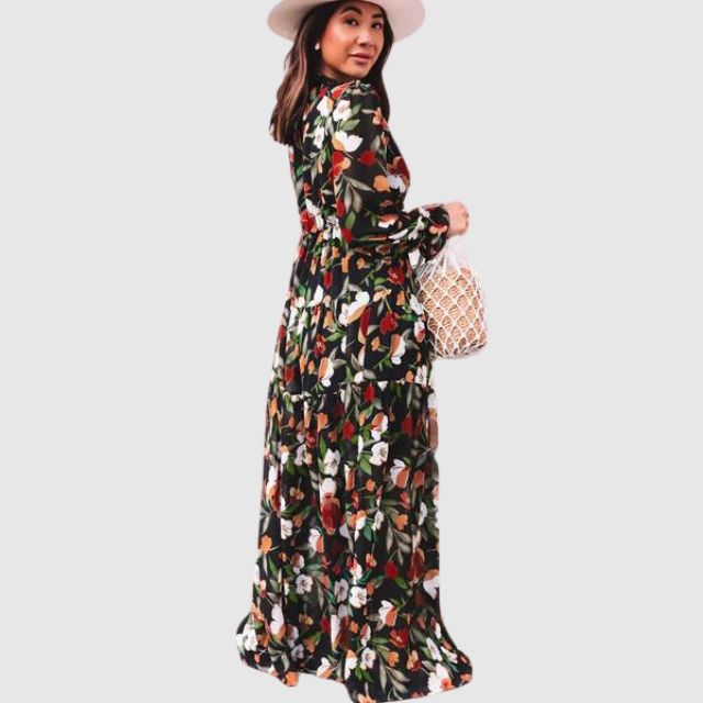 Robe maxi en chiffon avec imprimé floral