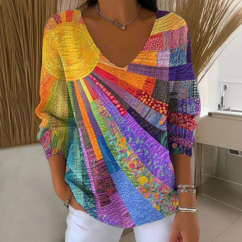 MOREAU LYON | PULL IMPRIMÉ COL V POUR FEMMES