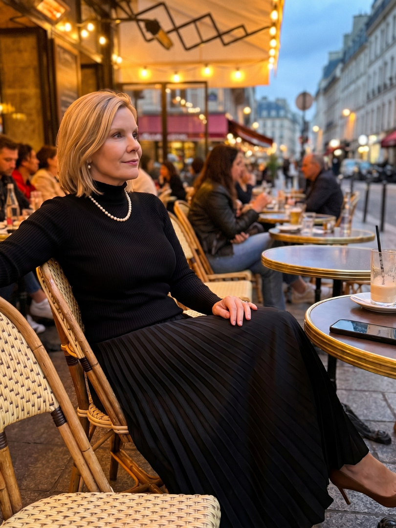 Faon | Robe Midi à Jupes Plissées et Haut Tricoté