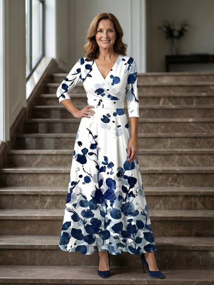 Celine | Robe Midi Croisée à Encolure
