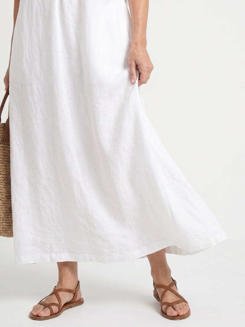 Adélaïde | Robe midi sans manches avec volants