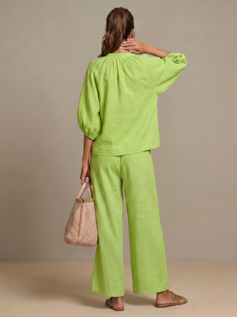 Natalia | Haut Blouson à Zip avec Pantalon Large