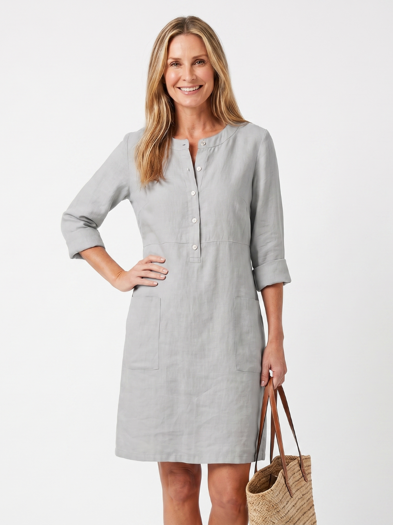 Rosalind | Robe à manches à boutons et longueur genou