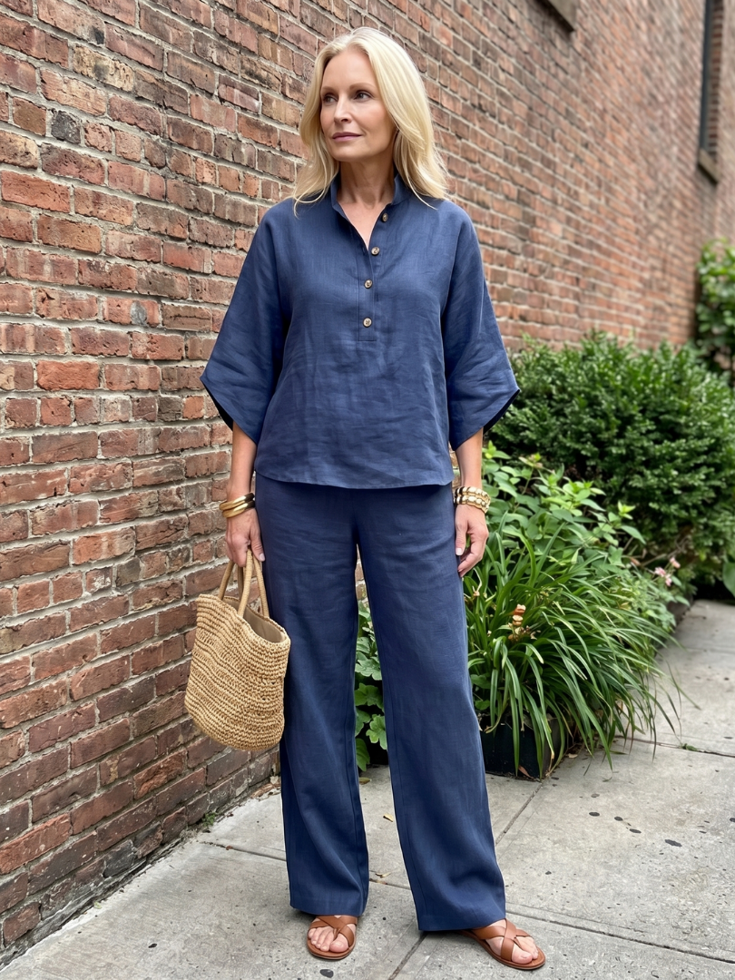 Amity | Ensemble Tunique Pantalon Détendu à Boutons