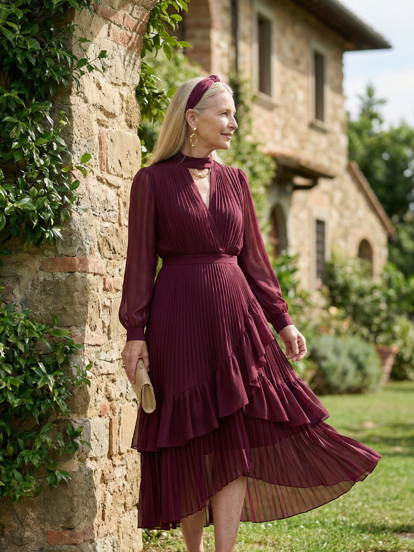 Aris | Robe Midi à Drapé Fluide