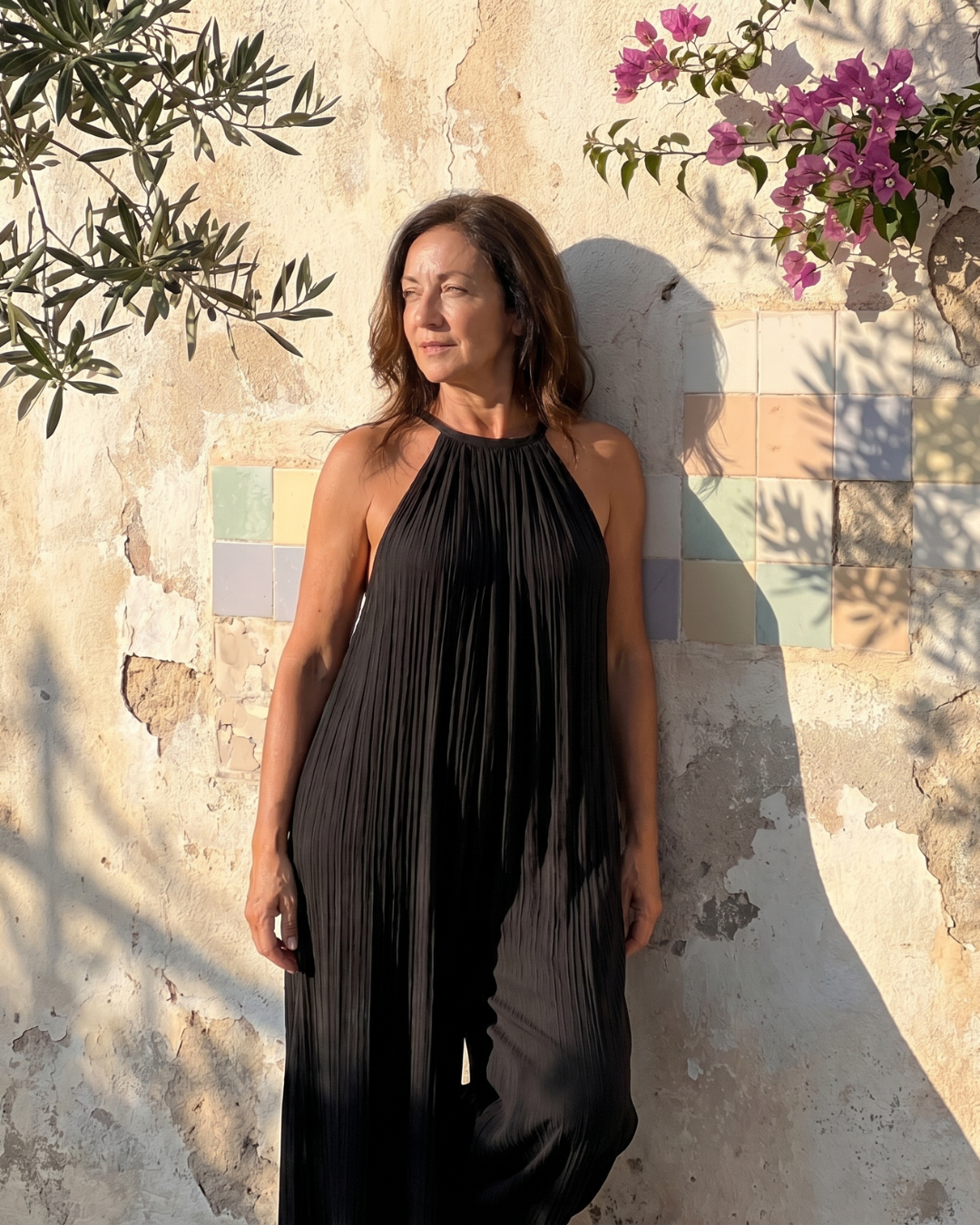 Sylvara | Combinaison Relaxed à Décolleté Halter Plissée et Jambes Larges
