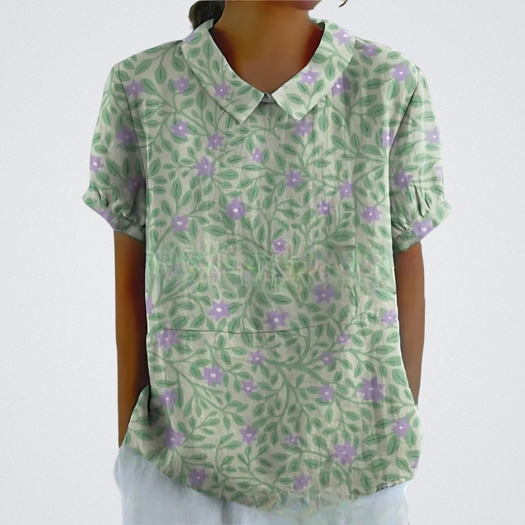 Lina™ - Blouse en lin élégante avec motif floral