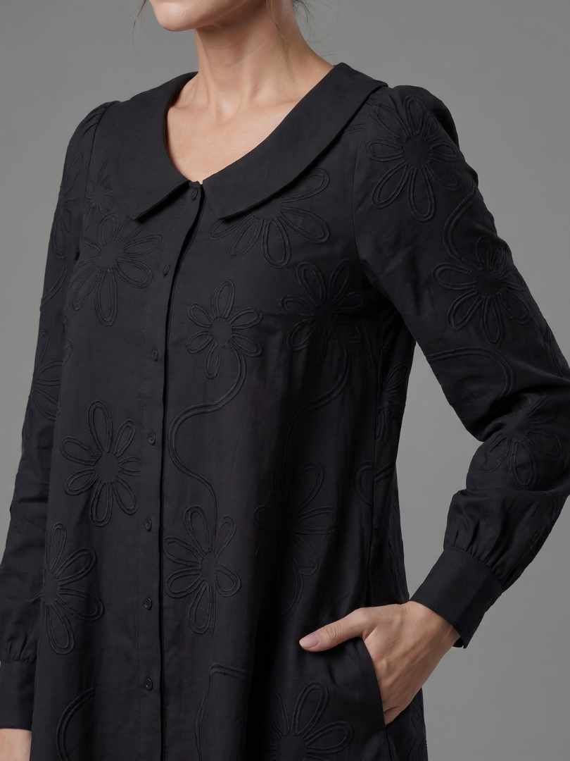 Opale | Robe mi-longue à col boutonné