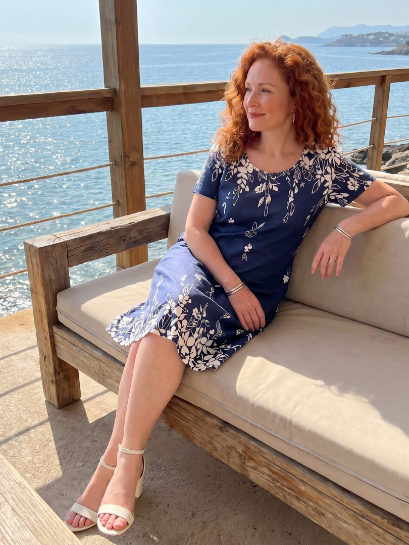 Daphne | Robe Mini à Manches Courtes avec Bord Floral