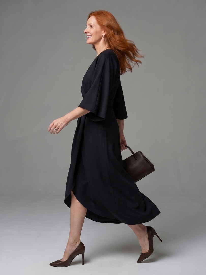 Beryl | Robe Midi à Panneau Taille Sculpté