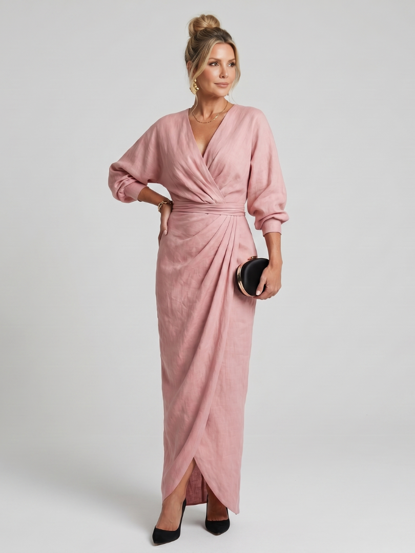 Fable | Robe Midi à Manches Longues avec Enveloppement