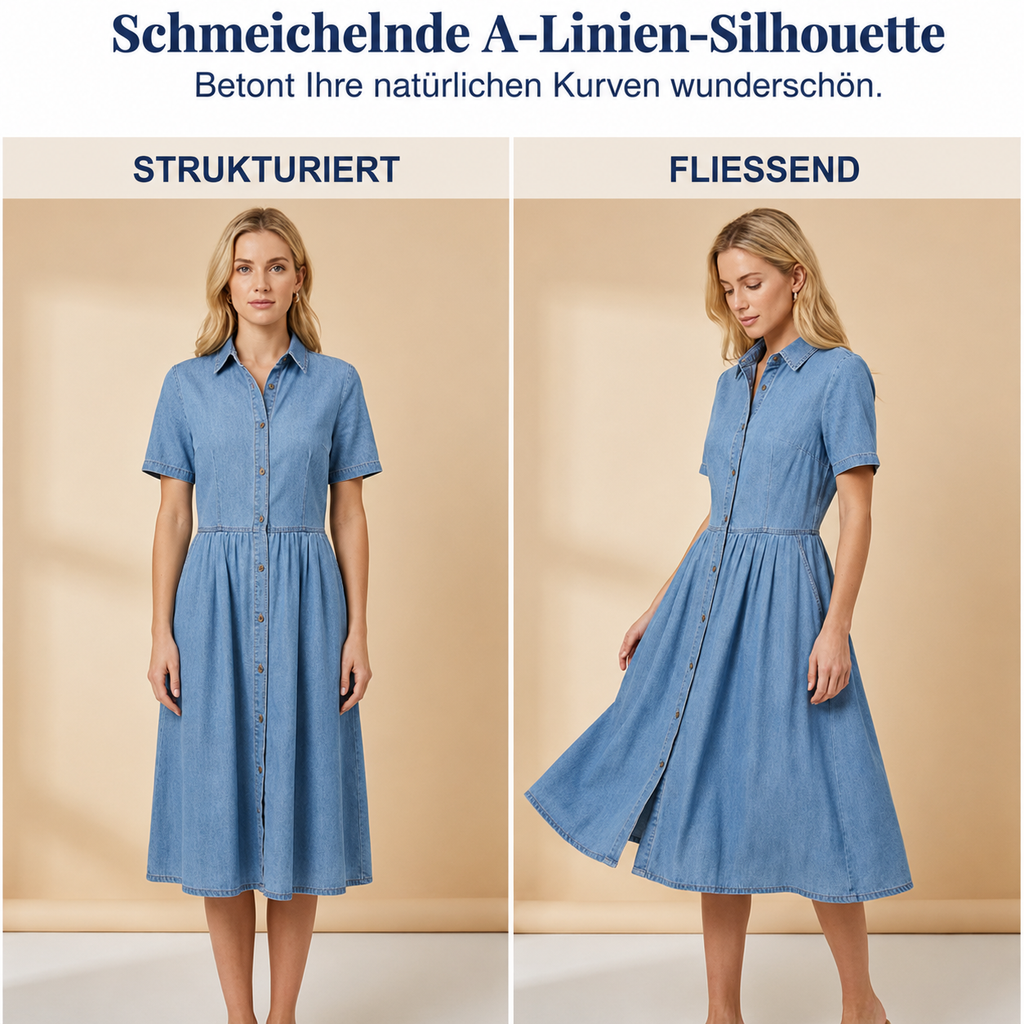 Querla | Robe chemise en jean avec boutons