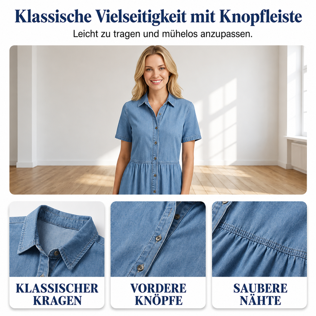 Querla | Robe chemise en jean avec boutons