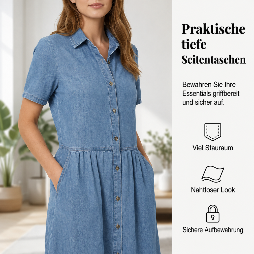 Querla | Robe chemise en jean avec boutons