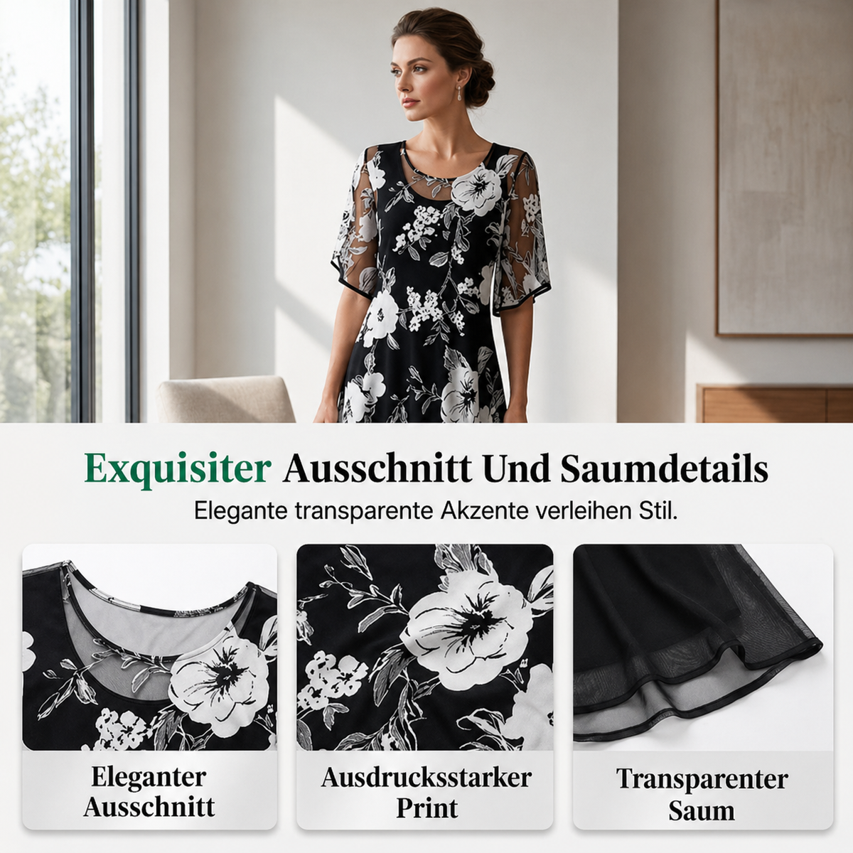 Shanala | Robe en chiffon élégante avec imprimé floral