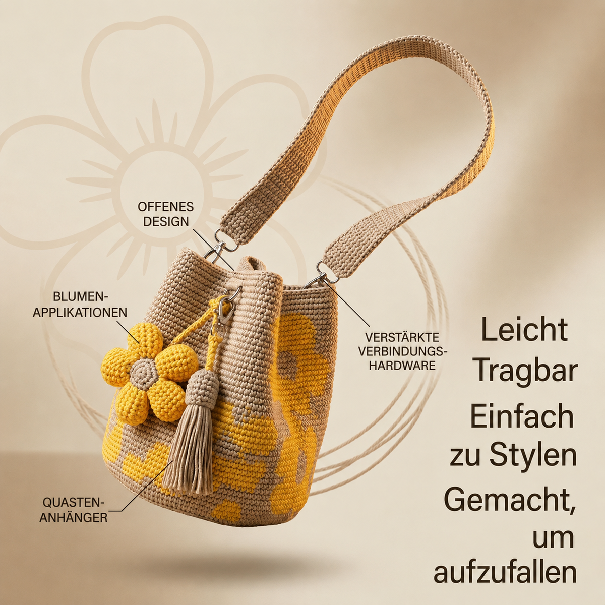 Janueza | Sac à bandoulière fait main avec fleurs au crochet