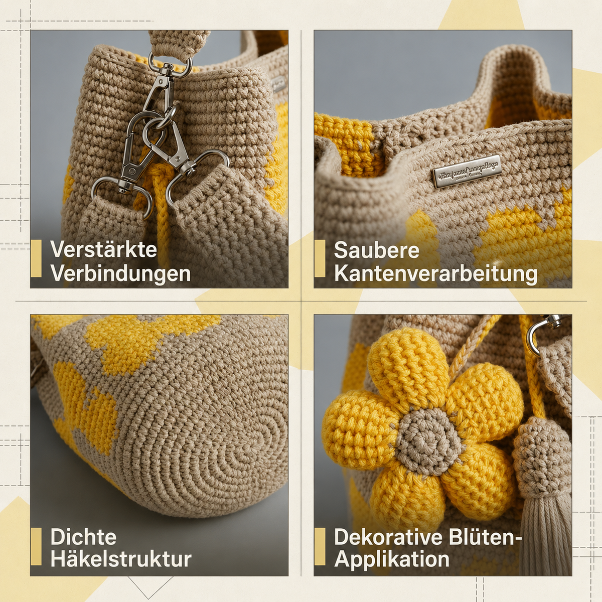 Janueza | Sac à bandoulière fait main avec fleurs au crochet