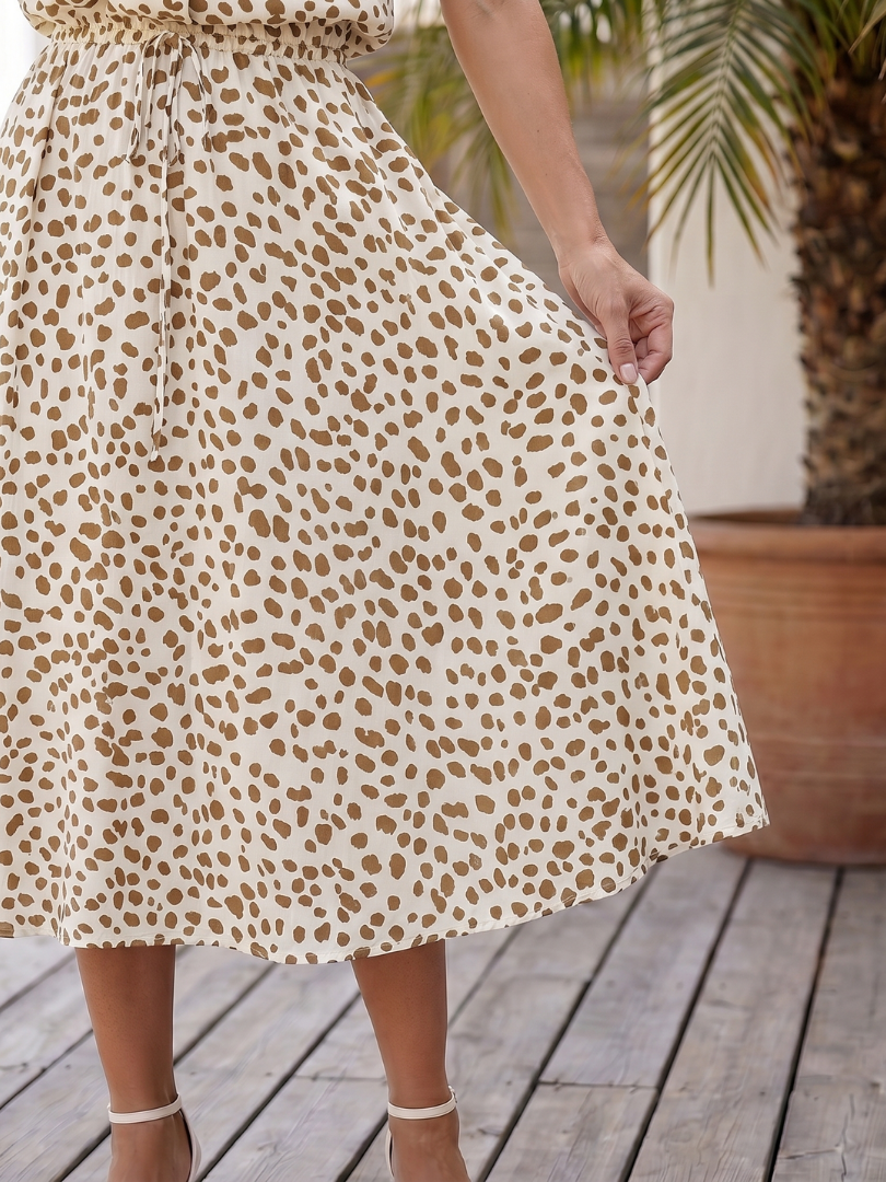 Belladonna | Robe Midi Imprimée à Boutons et Ceinture