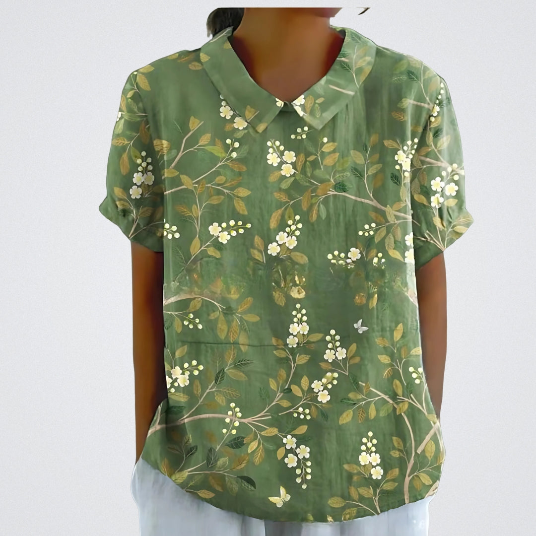 Lina™ - Blouse en lin élégante avec motif floral
