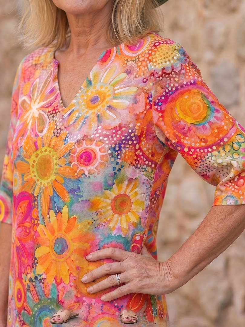 Zephyr | Robe à Motif Floral Multicolore Longueur Genou