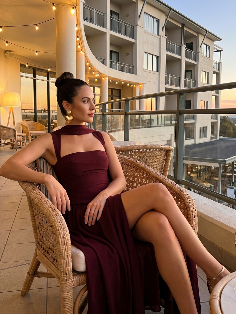 Bindi | Robe Maxi Plissée avec Découpe au Cou