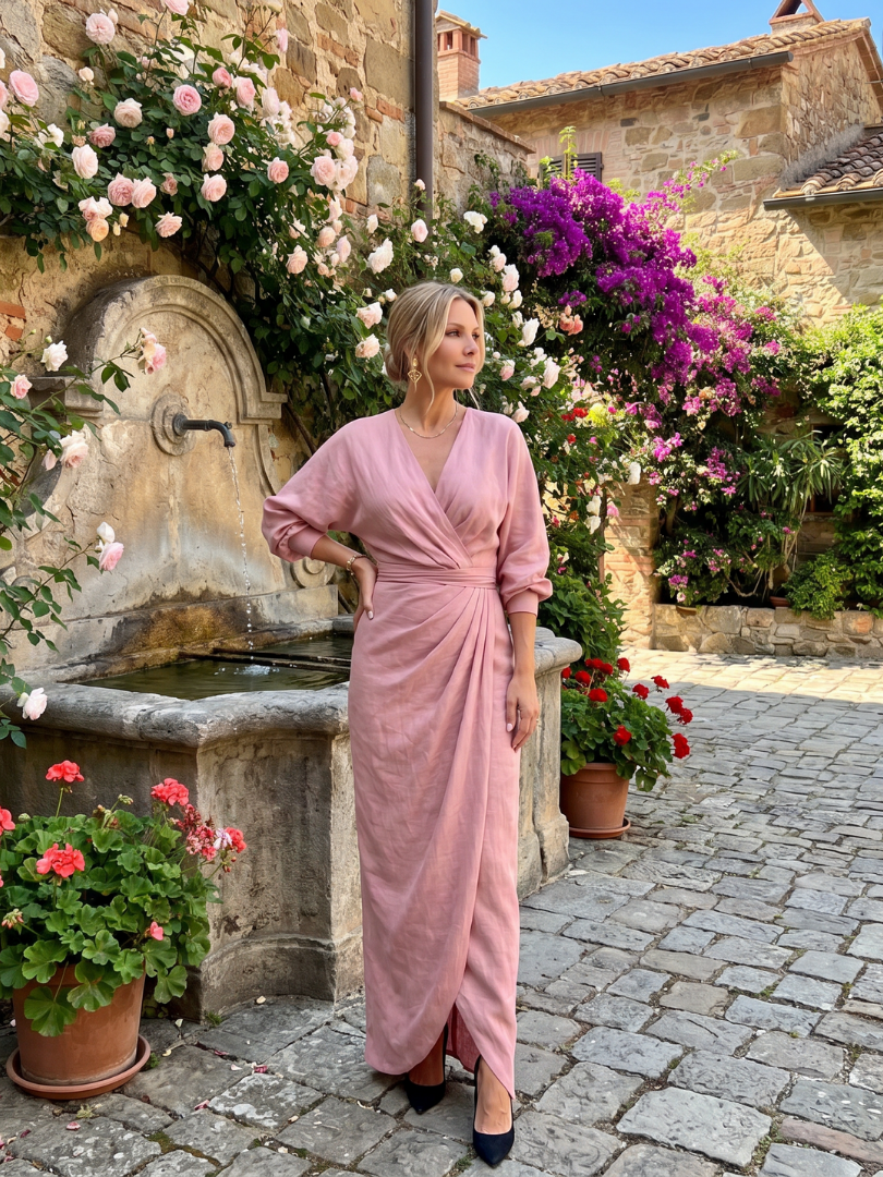 Fable | Robe Midi à Manches Longues avec Enveloppement