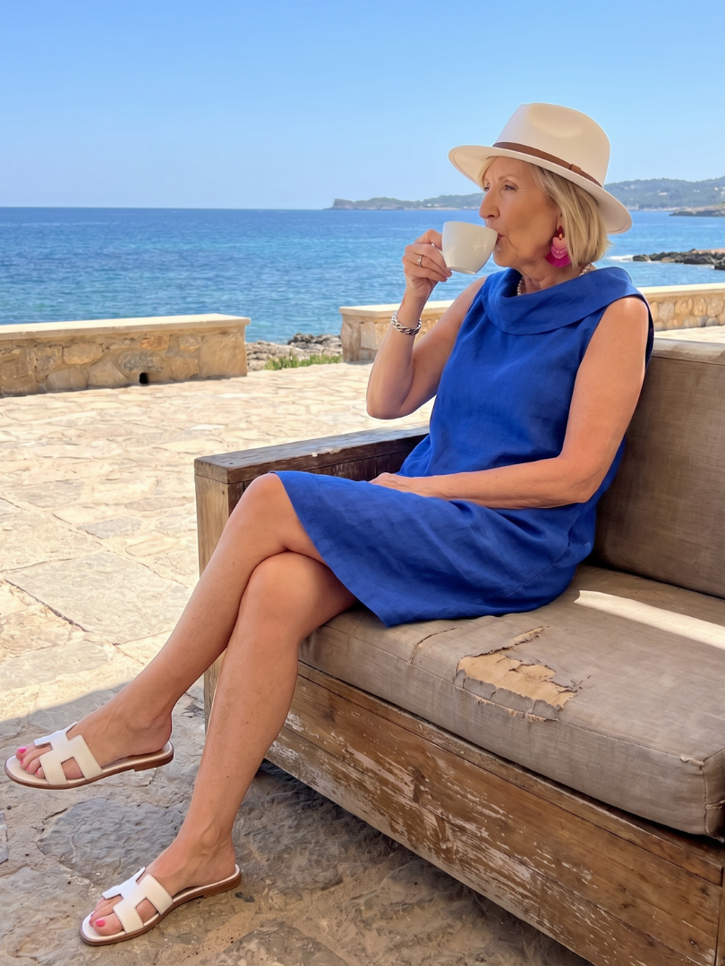 Vienne | Robe sans manches à encolure douce et plissée, longueur genou