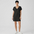 Robe Courte Femme Élégante Col V Manches Courtes